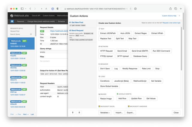 Custom Actions Screenshot